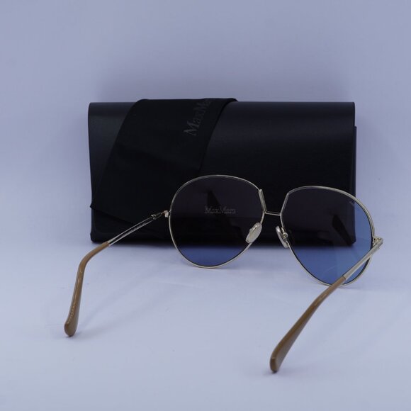 MaxMara MM0081 32X Aviator Sunglasses - Gold/Blue Mirror - Picture 9 of 9